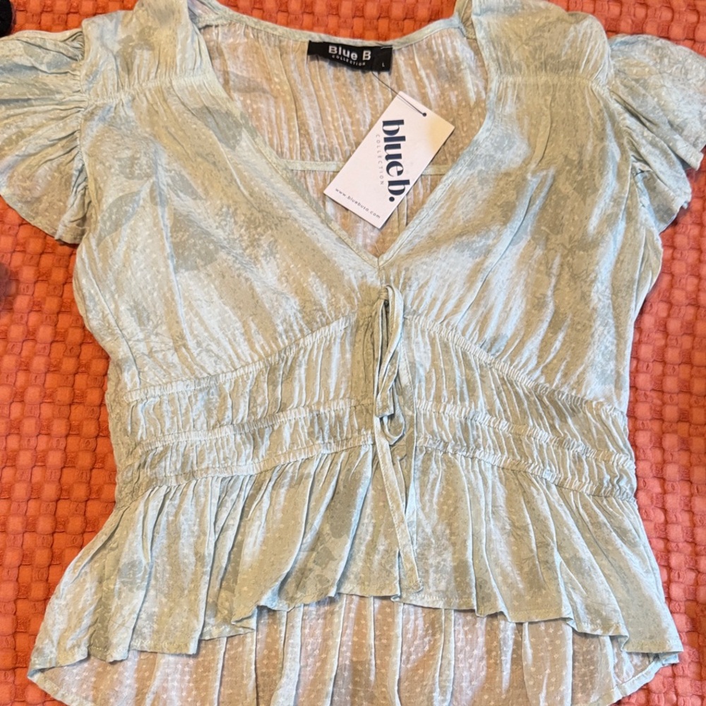 Blue B Women's Light Green Blouse